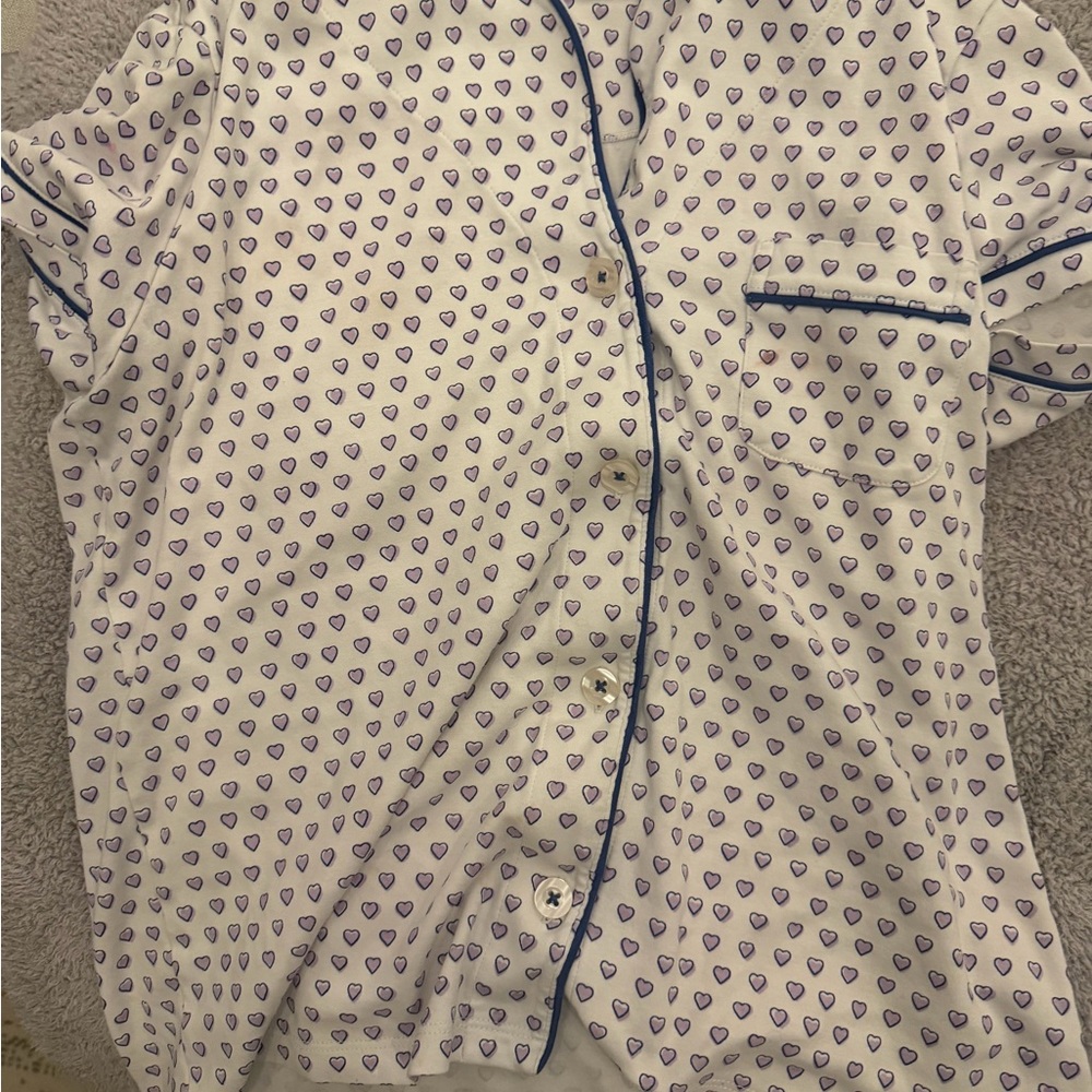 Roller Rabbit Purple Heart Button Down Shirt sz Small ONLY